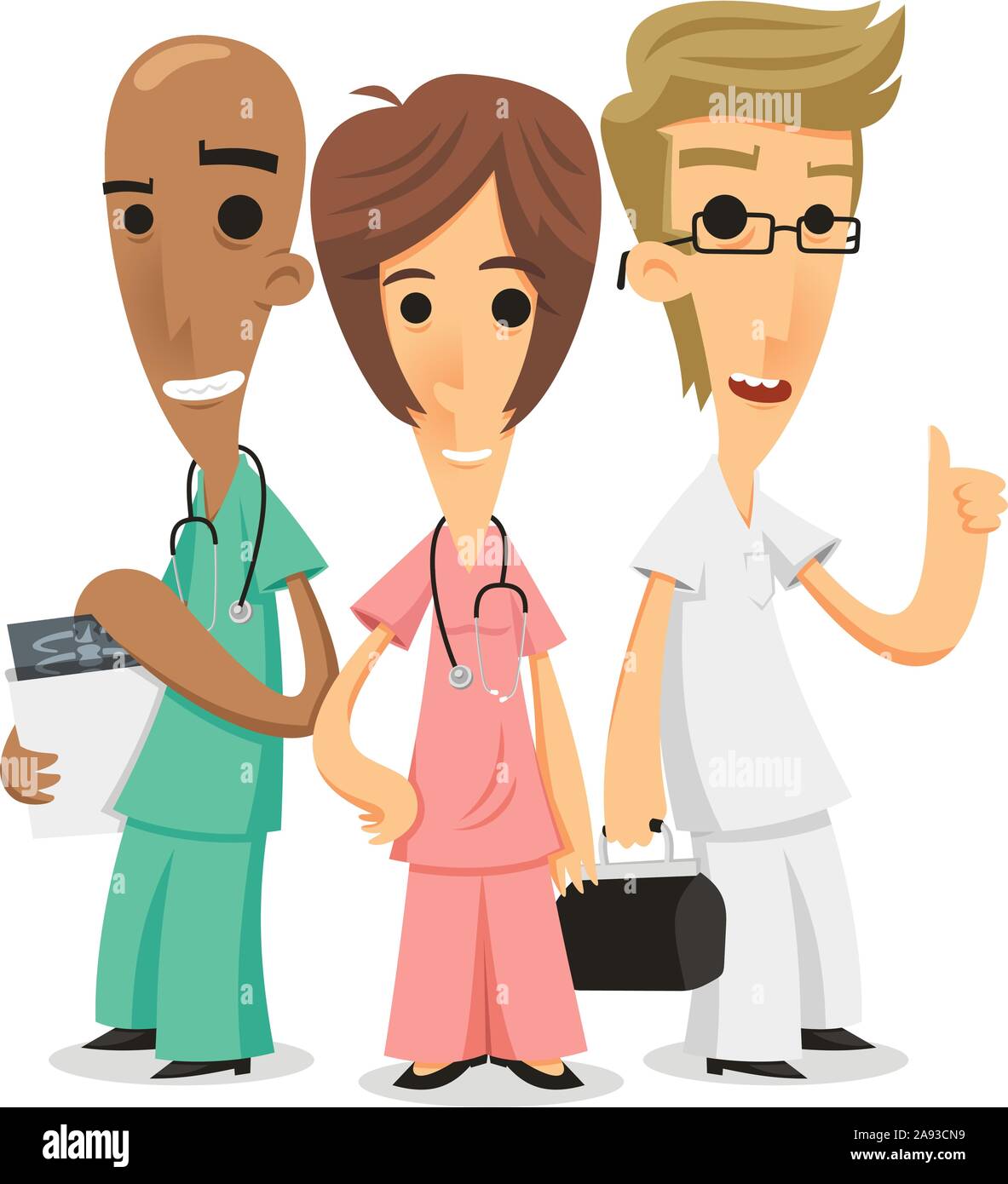 nurse team cartoon illustration Stock Vector