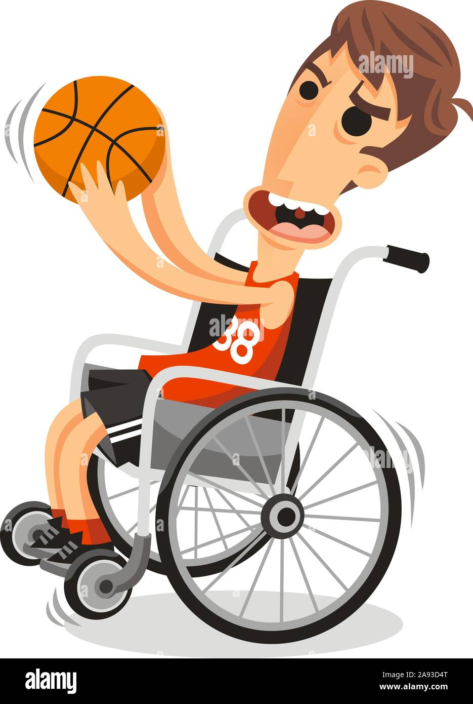 Wheelchair basketball player, vector illustration cartoon. Stock Vector