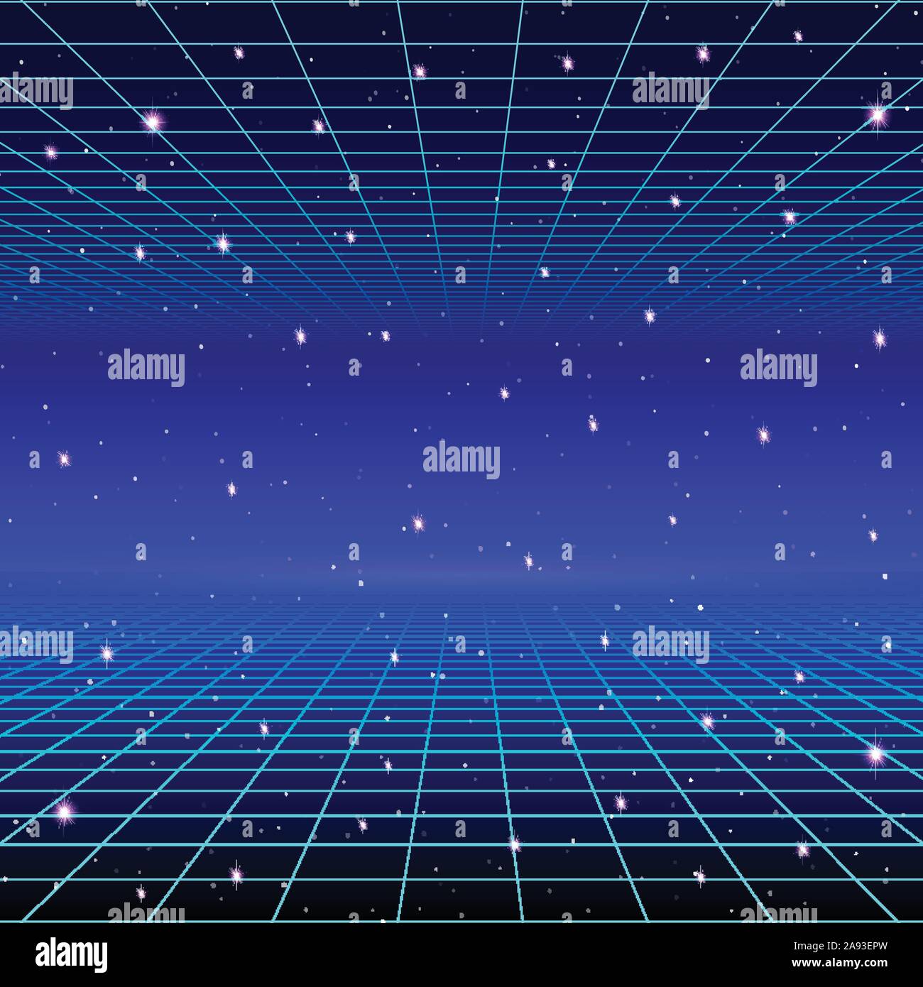 Retro neon background with 80s styled laser grid and stars Stock Vector ...