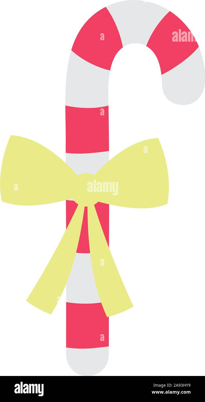 merry christmas celebration candy stick peppermint ribbon vector ...
