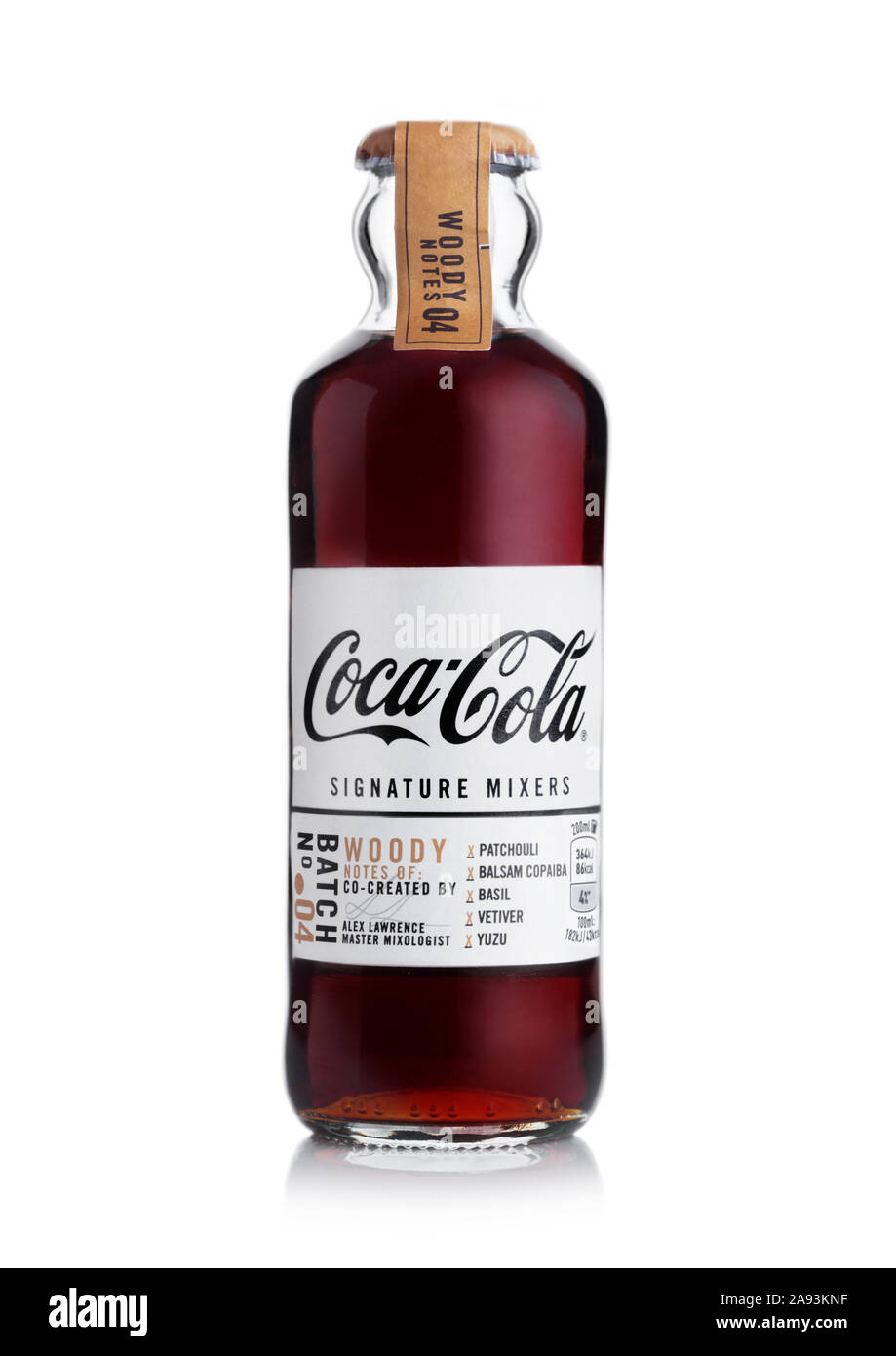 LONDON, UK NOVEMBER 08, 2019 Glass Bottle of Coca Cola Woody notes