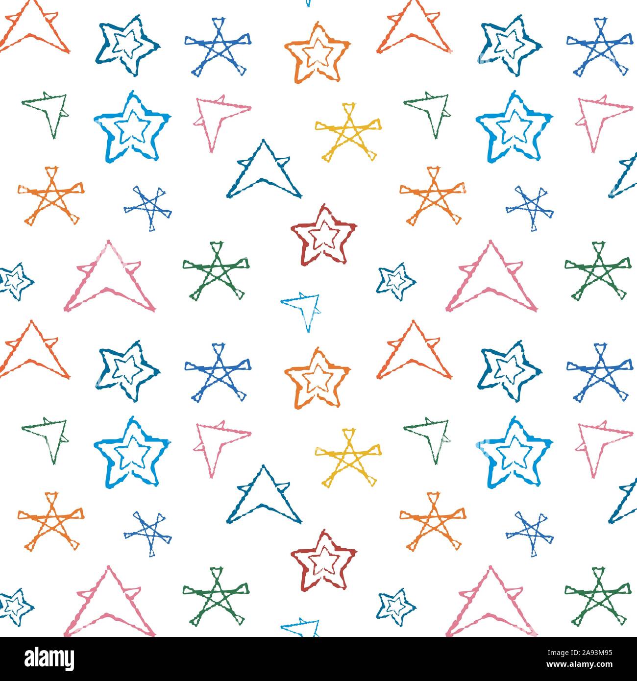 Seamless pattern stars on white background. Stock Vector