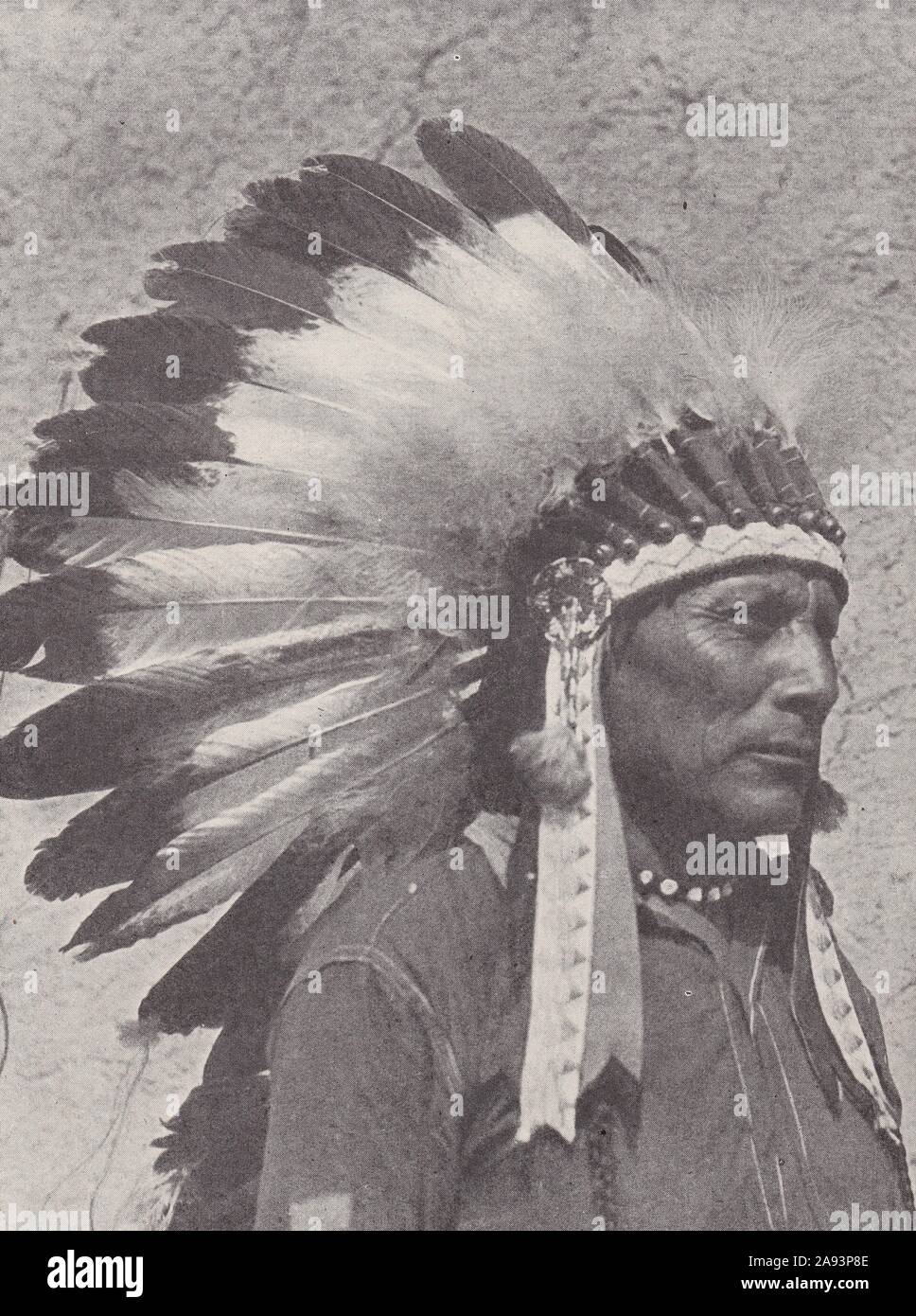 Red Indian Chieftain complete with pigtail and imposing headdress of ...