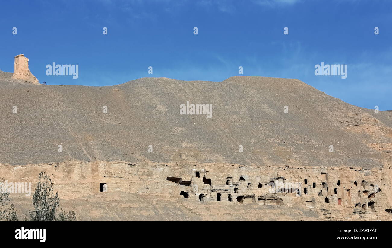 North section of Mogao Buddhist caves. Dunhuang-Gansu province-China-0593 Stock Photo