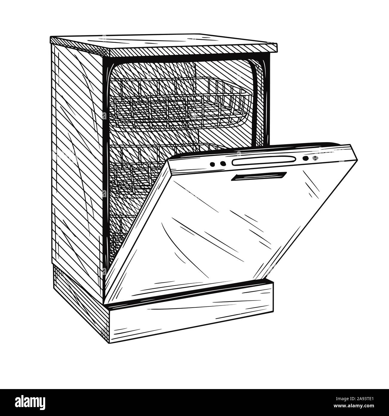 Dishwasher isolated on white background. Vector illustration of a
