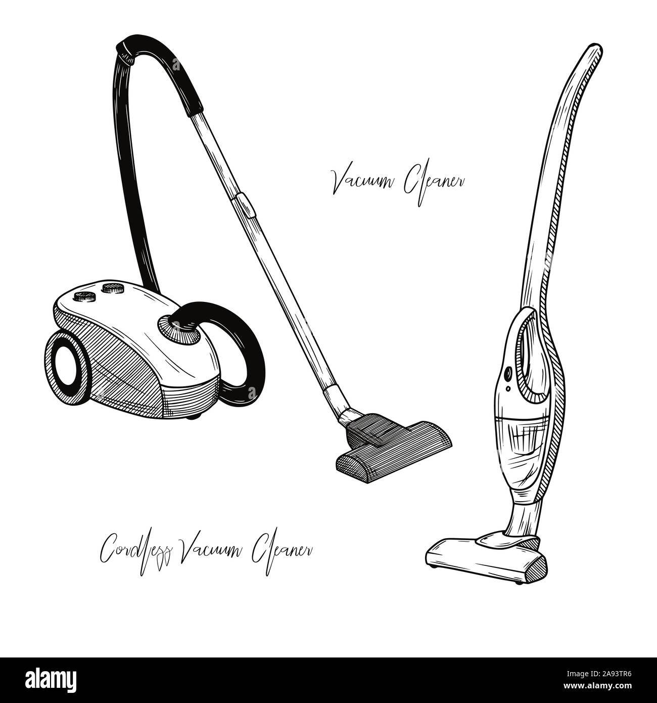 Sketch of two vacuum cleaners on a white background. Vector illustration in  sketch style Stock Vector Image & Art - Alamy