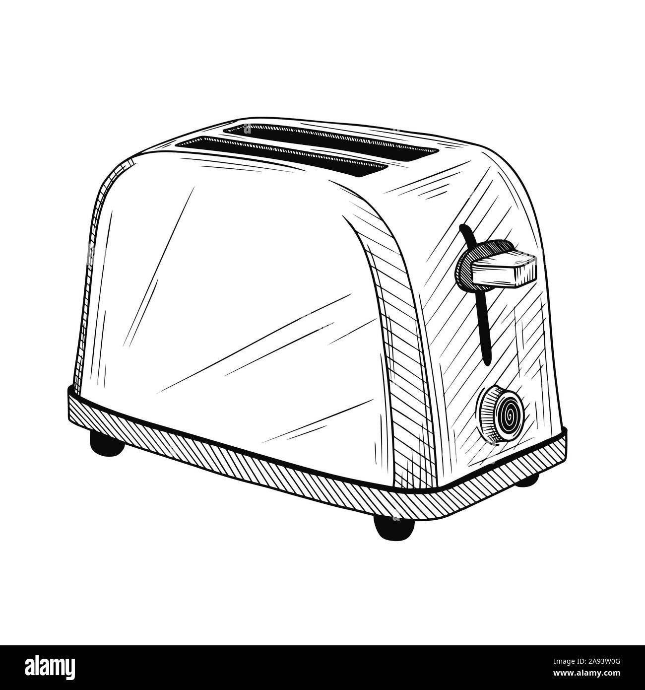Sketch toaster on a white background. Vector illustration in sketch style. Stock Vector
