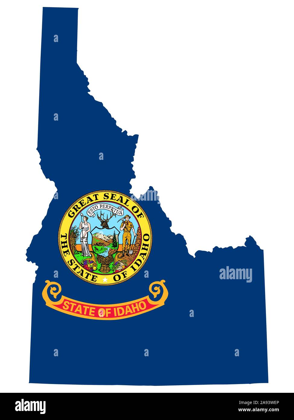 Map Flag of the US state of Idaho vector illustration. Eps 10 Stock