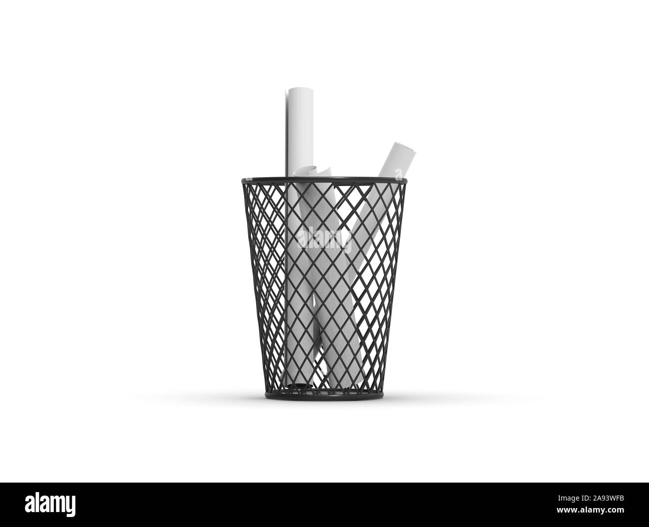 Recycle Bin on White 3D Rendering Stock Photo