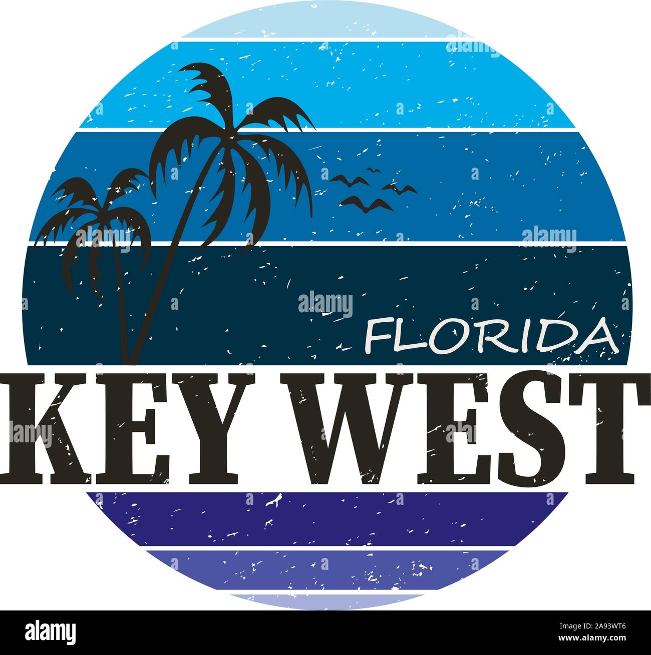 Key West travel destination. vector shirt round logo Stock Vector Image