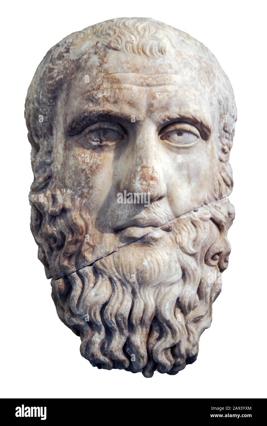 Bust or head of a male statue - National Archaeological Museu, Athens, Greece. Stock Photo