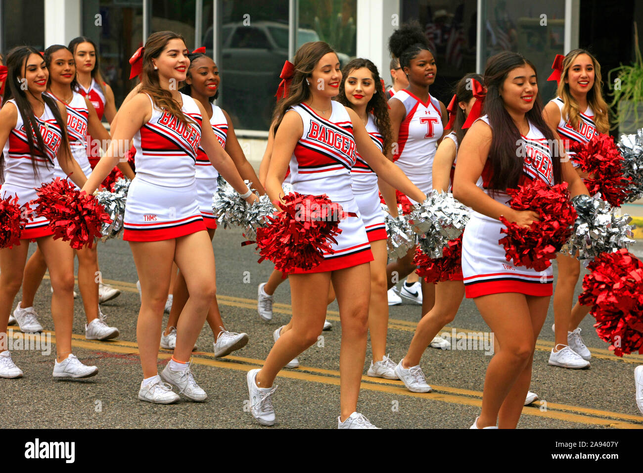 Cheerleaders of Tucson High Badgers football team in Tucson AZ Stock Photo