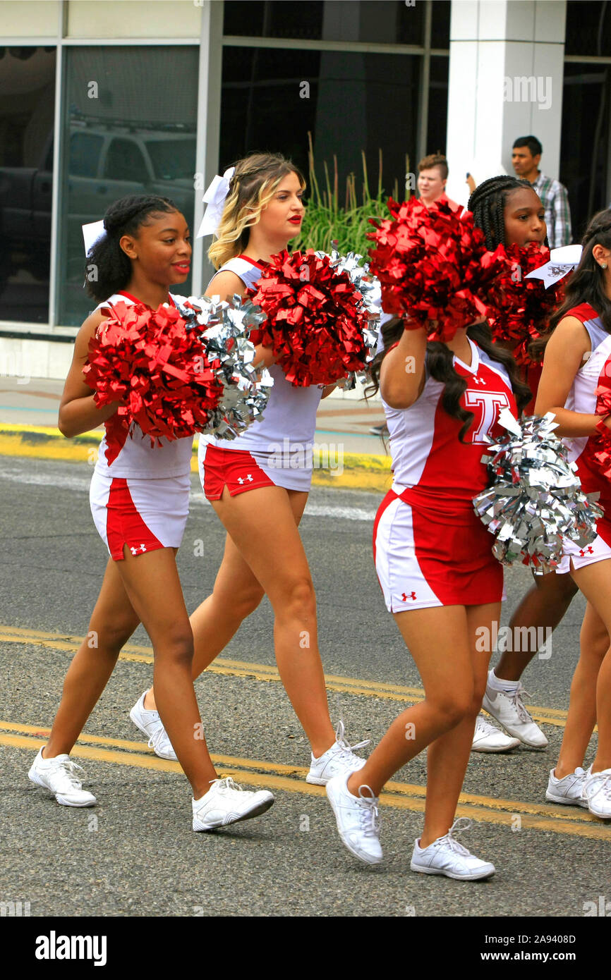 Cheerleaders of Tucson High Badgers football team in Tucson AZ Stock Photo