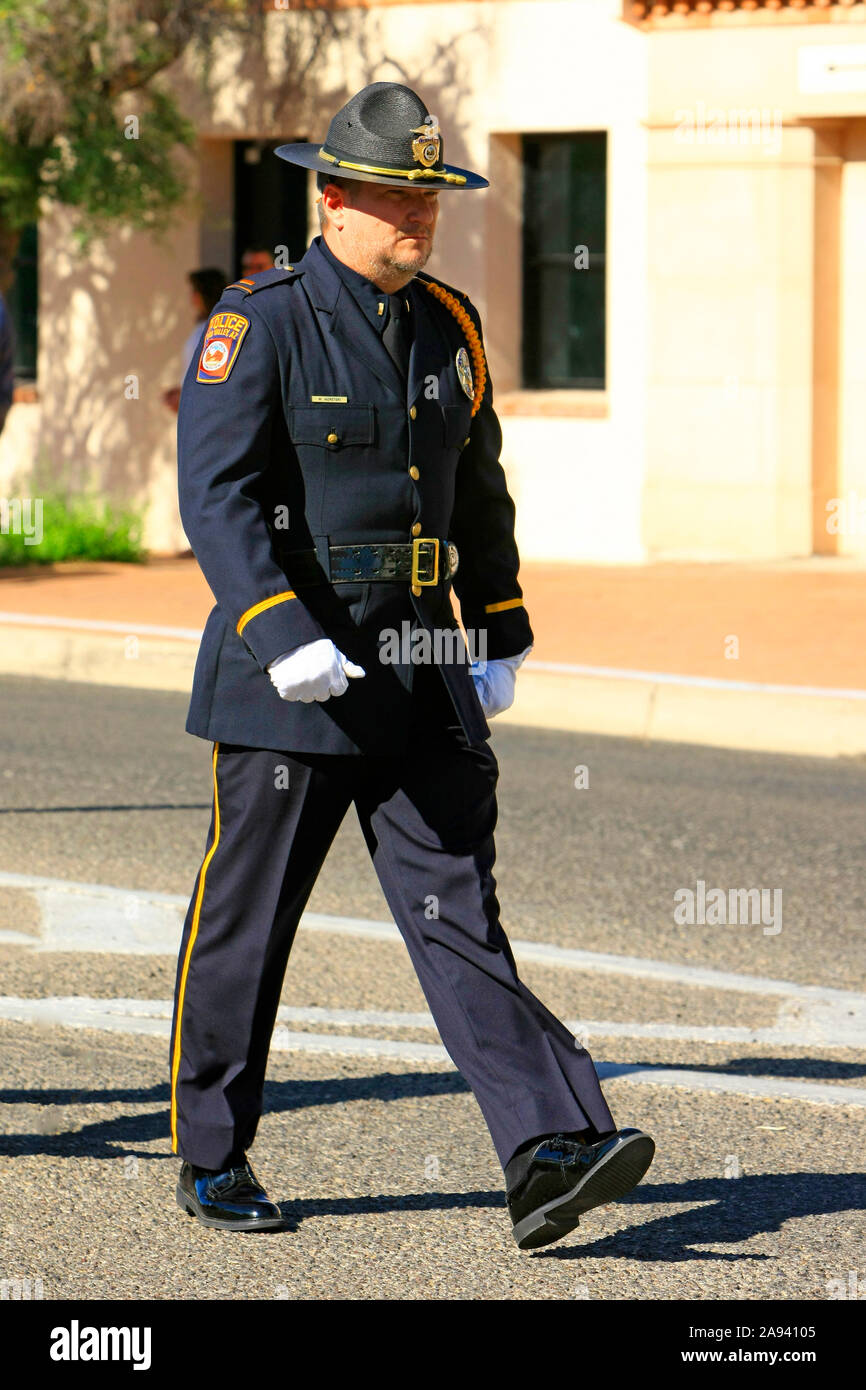 Caucasian male Tucson Police officer in his dress uniform at an event in this Arizona city Stock Photo