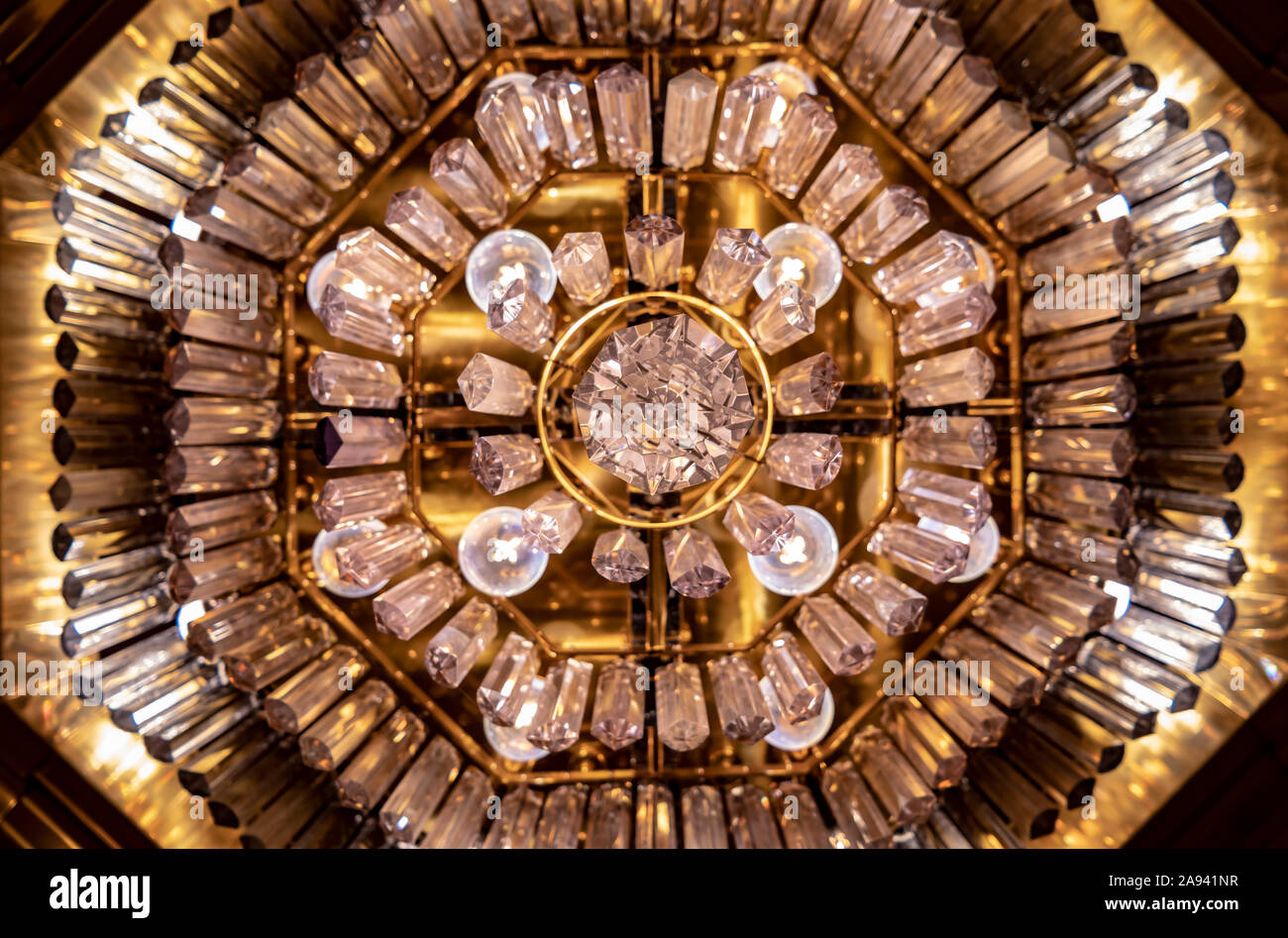 Detail of a chandelier from directly below; St. Gallen, St. Gallen, Switzerland Stock Photo