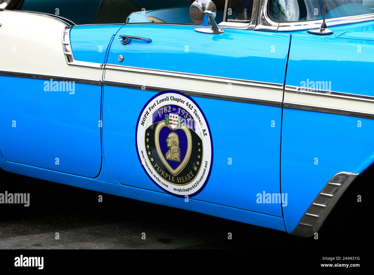 MOPH - Military Order of the Purple Heart badge on the side of a vehicle Stock Photo