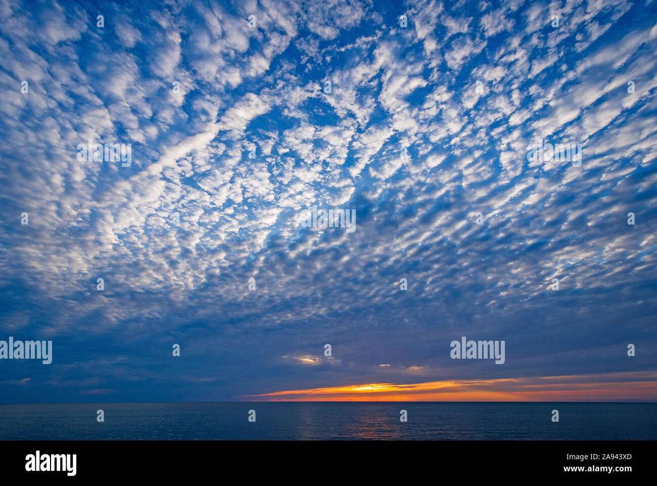 Spectacular Stratus Clouds Above the Sunset on Lake Michigan near