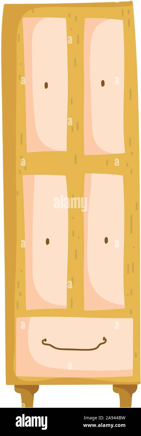 wooden furniture cabinets interior object vector illustration Stock ...