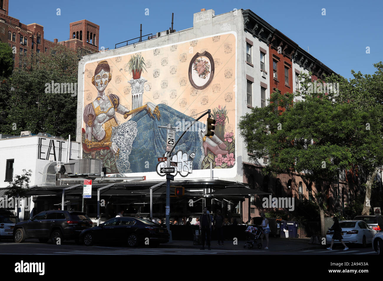 Android Mural on Facade Above Empire Diner in Chelsea,  New York. Stock Photo