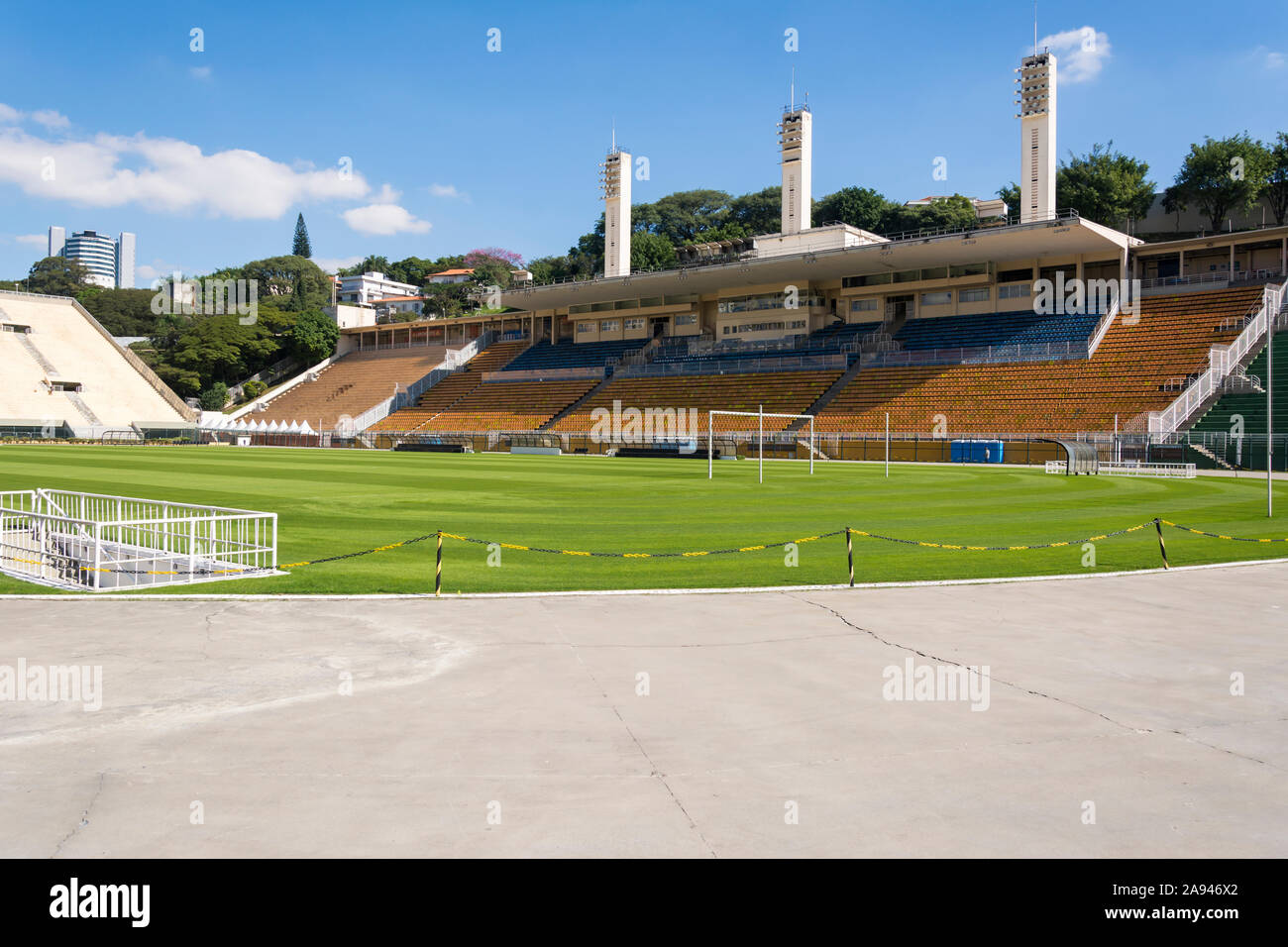 Pacaembu Stadium (Estadio Municipal Paulo Machado de Carvalho). Internal view of Pacaembu Pacaembu Stadium (Estadio Municipal Paulo Machado de Carvalho). Internal view of Pacaembu