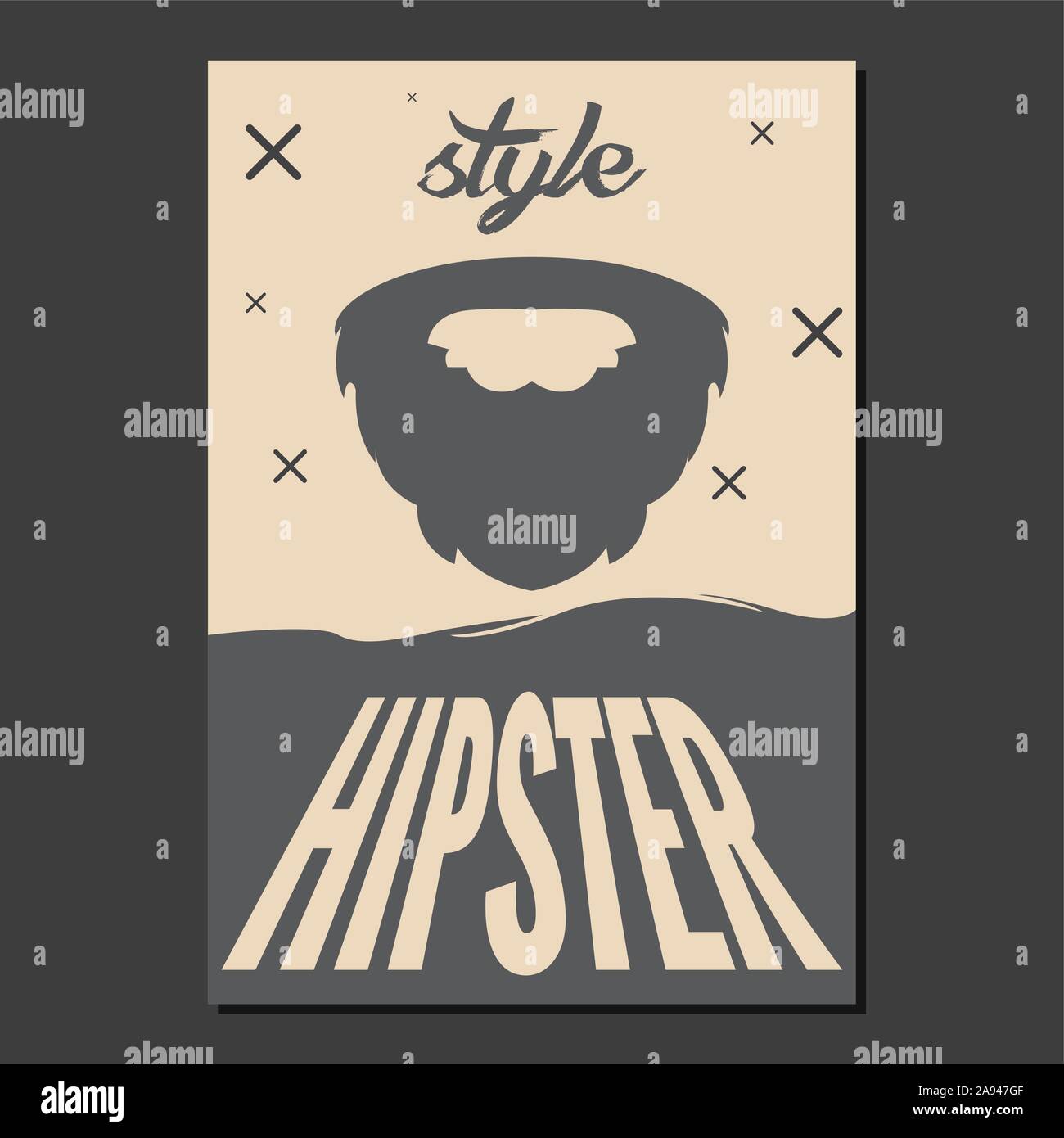 Hipster poster with a beard - Vector illustration Stock Vector