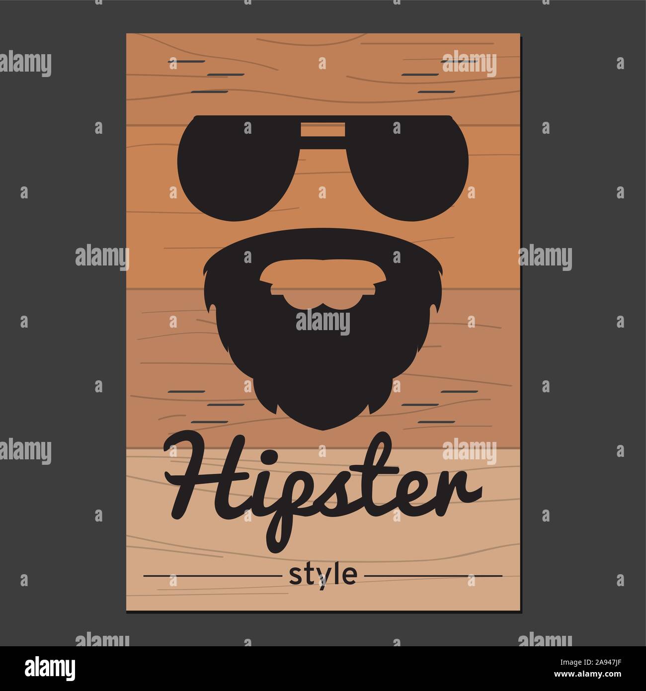 Hipster poster with a sunglasses and beard - Vector illustration Stock Vector