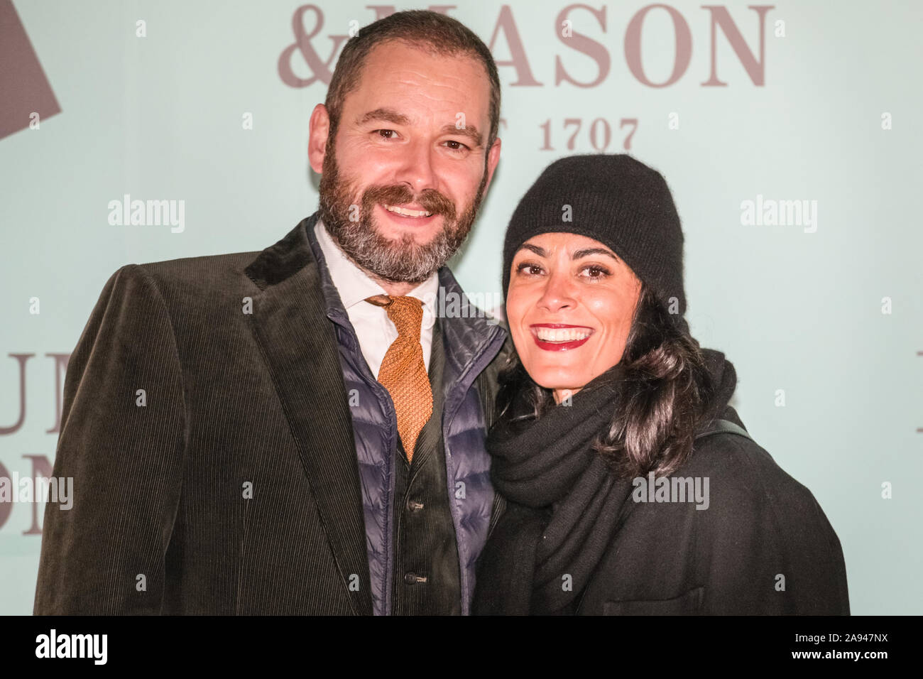 Somerset House, London, UK, 12th November 2019. Celebrity arrivals on the red carpet for the annual opening of the Somerset House ice rink, sponsored by Fortnum and Mason. Credit: Imageplotter/Alamy Live News Stock Photo