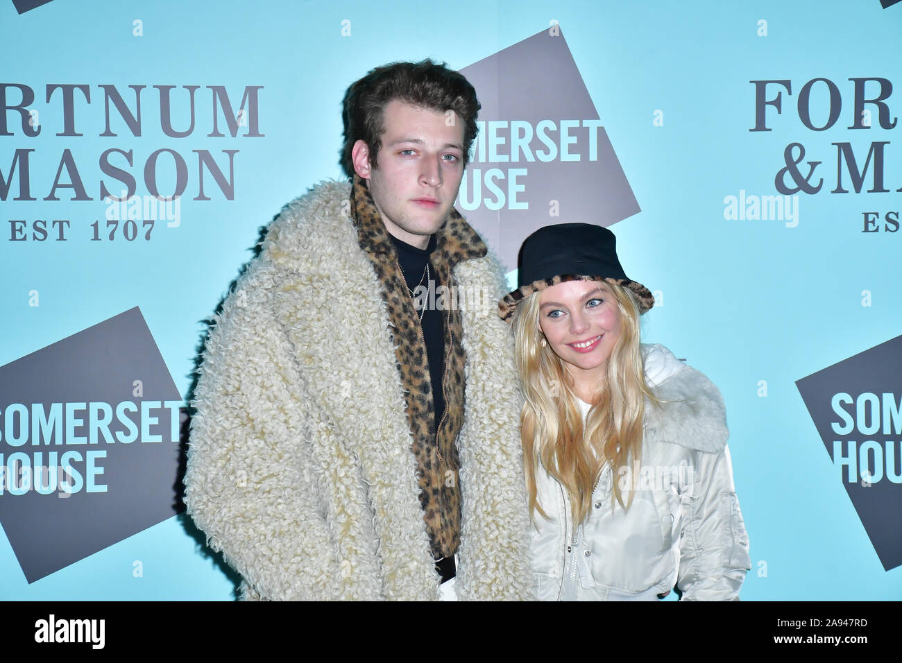 London, UK. 12th Nov, 2019. Jake Chatterton and Nell Hudson arrivers