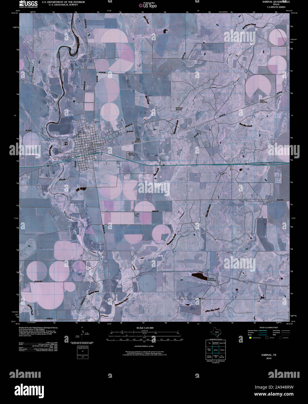USGS TOPO Map Texas TX Sabinal 20100217 TM Inverted Restoration Stock