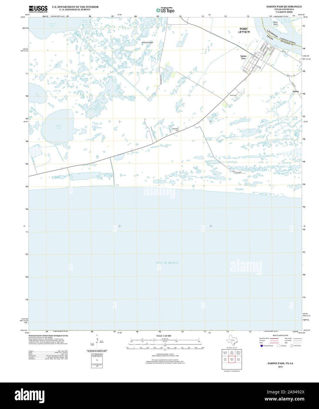 USGS TOPO Map Texas TX Sabine Pass 20130108 TM Restoration Stock Photo Alamy