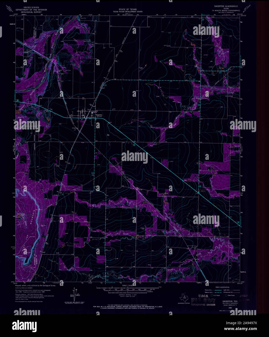 USGS TOPO Map Texas TX Sagerton 116568 1964 24000 Inverted Restoration