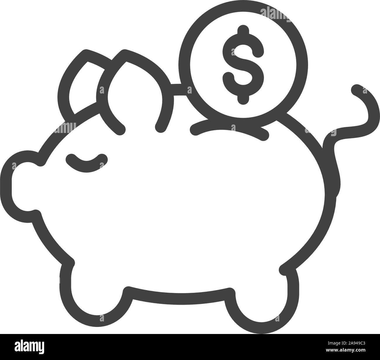 piggy bank coin finance bank money icon thick line vector illustration ...