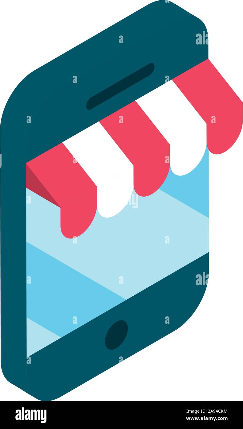 smartphone market online shopping isometric icon vector illustration ...