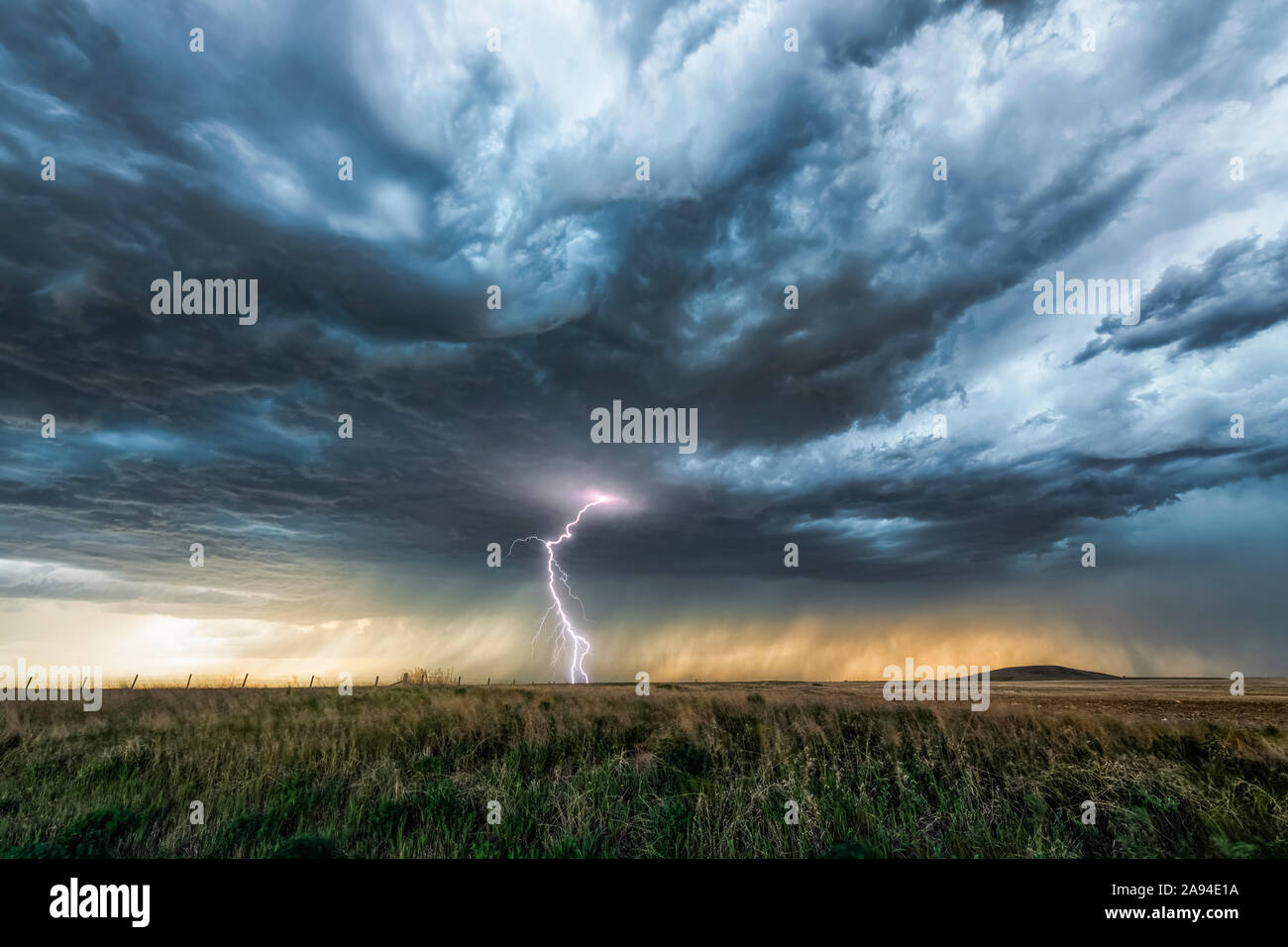 Lightning strike on the horizon during an electrical storm on the