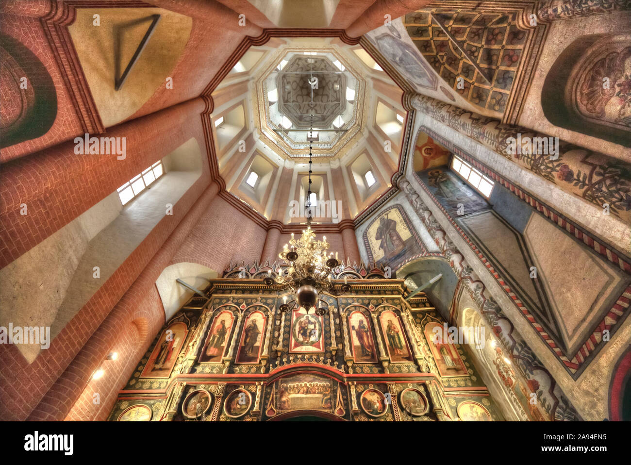 St Basil's Cathedral, interior view of dome and altar; Moscow, Russia Stock Photo