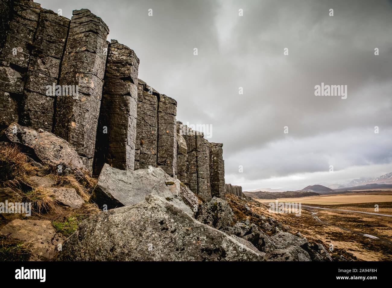Gerduberg basalt columns in Snaefellsnes; Iceland Stock Photo