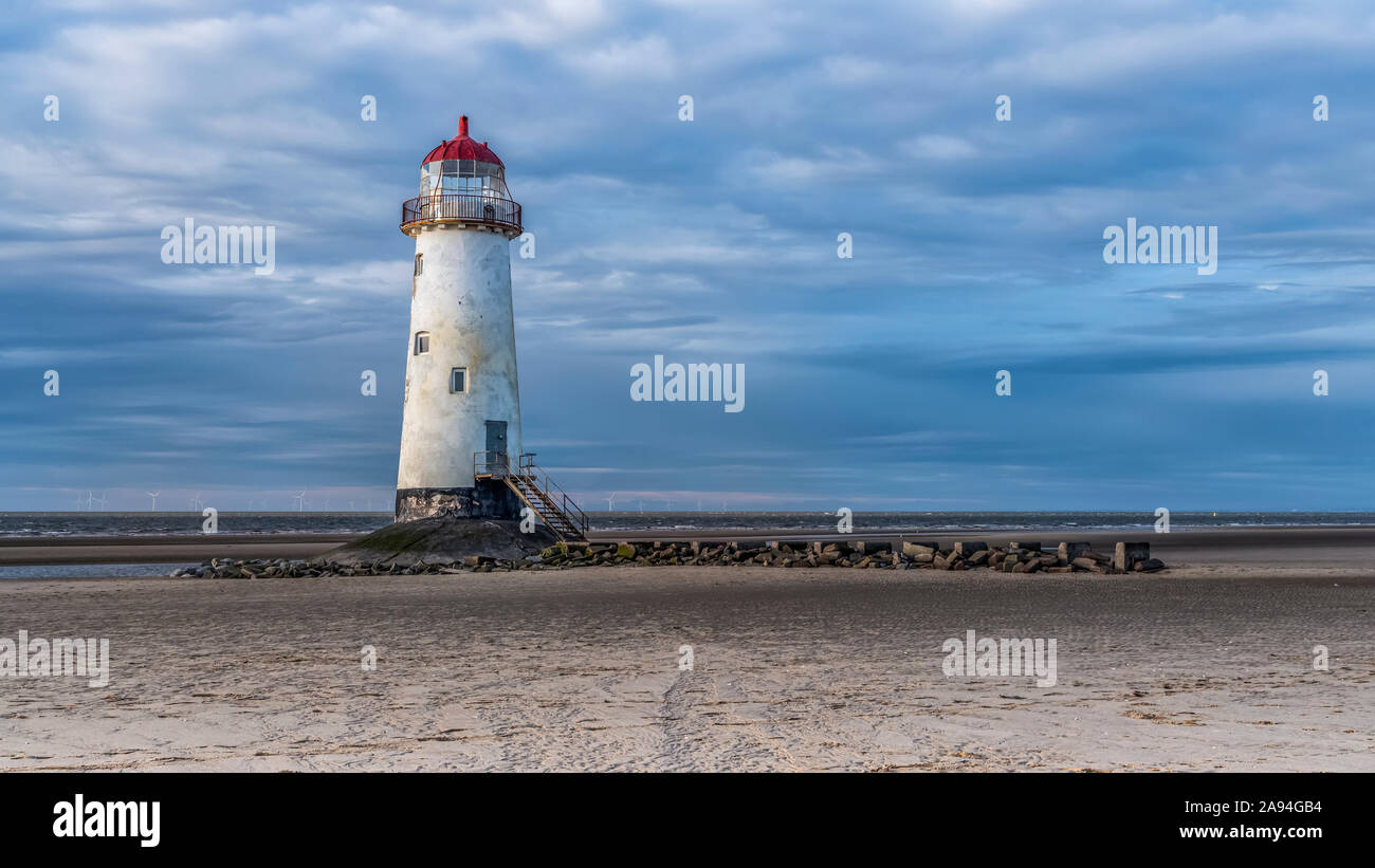 Point of Ayre Lighthouse on the North coast of Wales; Wales Stock Photo