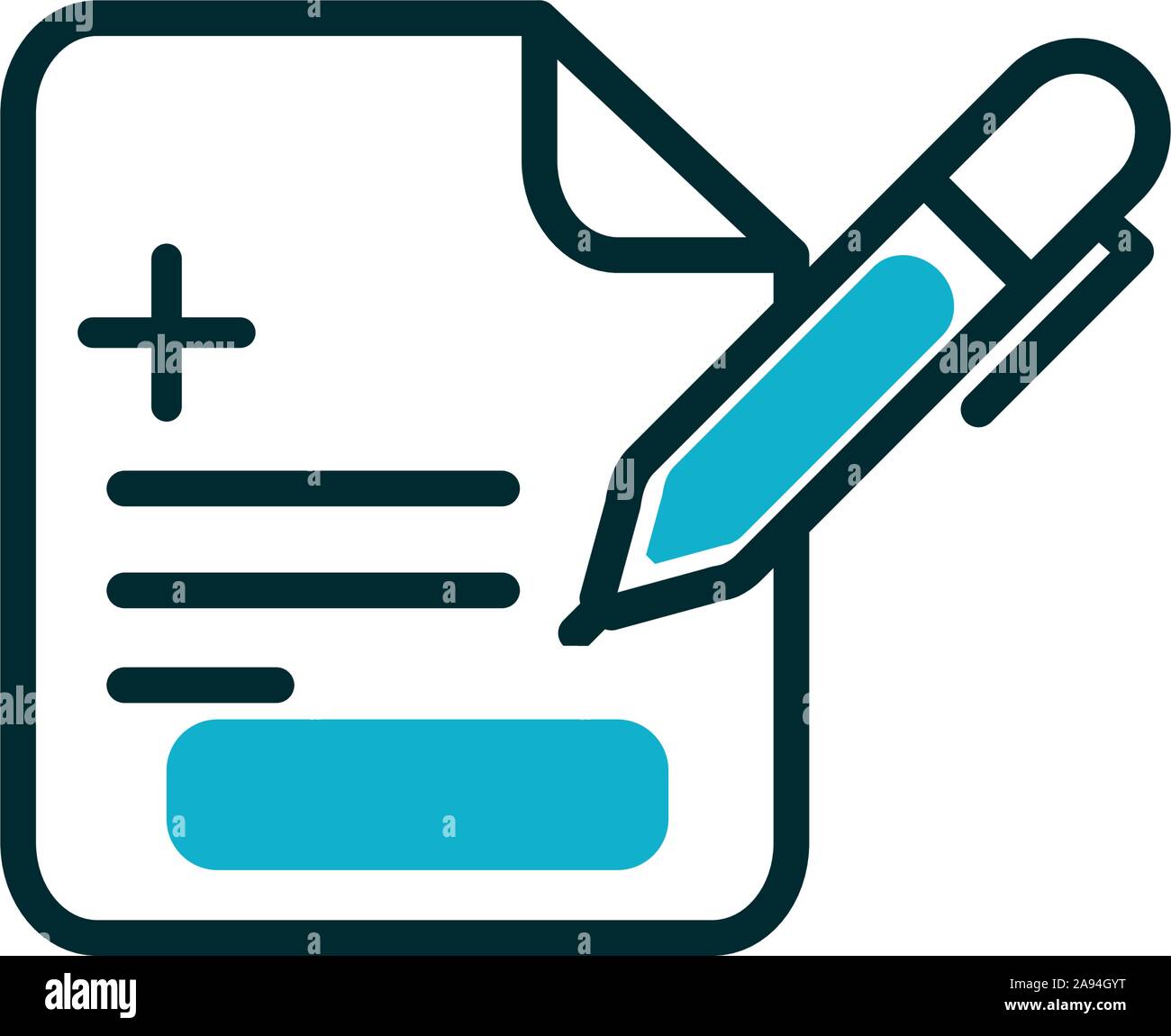 prescription report paper medical icon line fill vector illustration ...