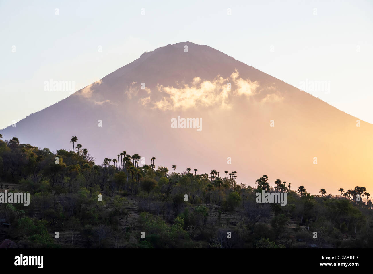 Mount Agung volcano; Bali, Indonesia Stock Photo