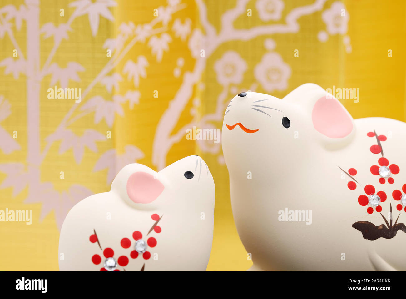 Dolls of Nezumi Mouse. Japanese new year card. Japanese new year Mouse