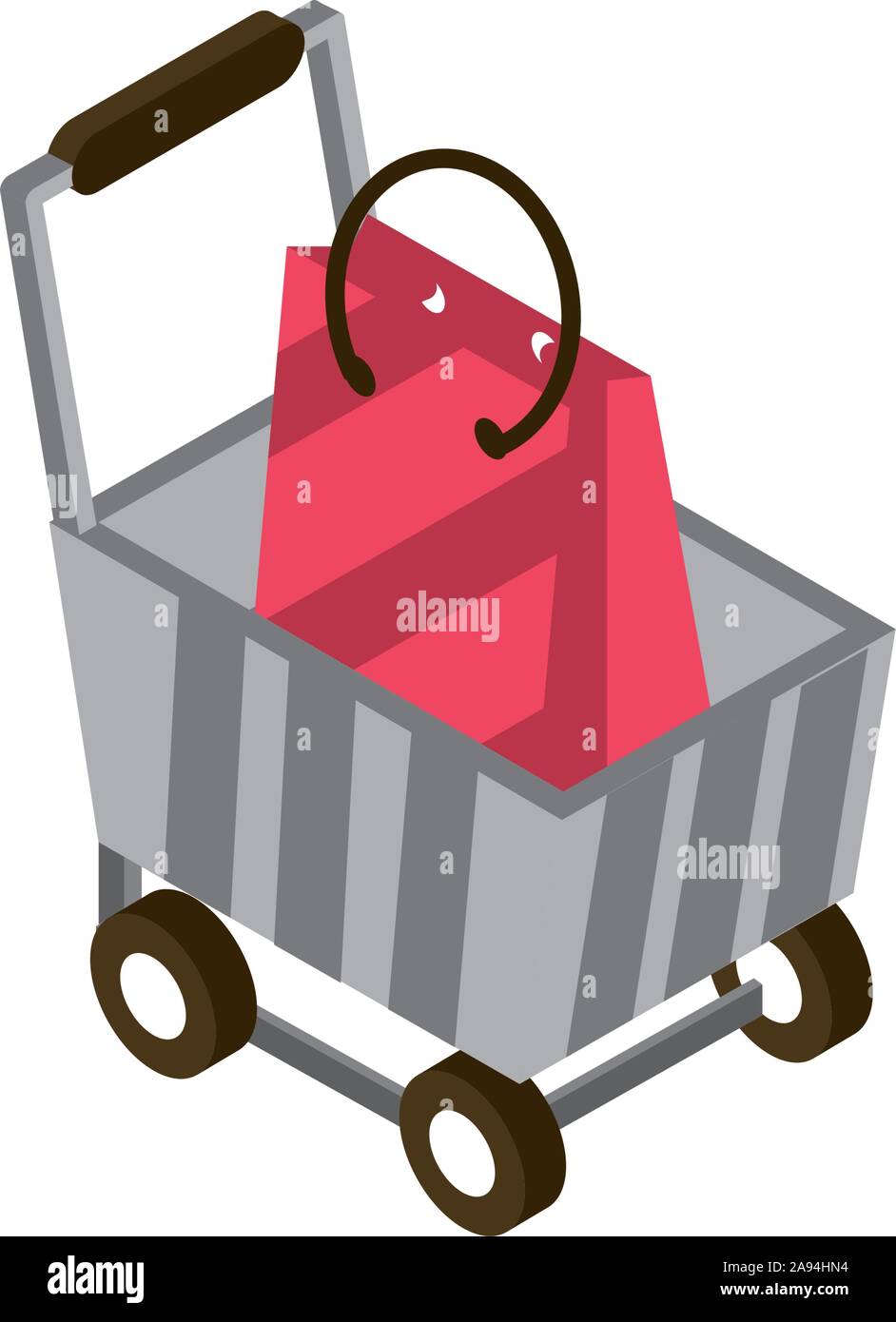 cart paper bag online shopping isometric icon vector illustration Stock ...