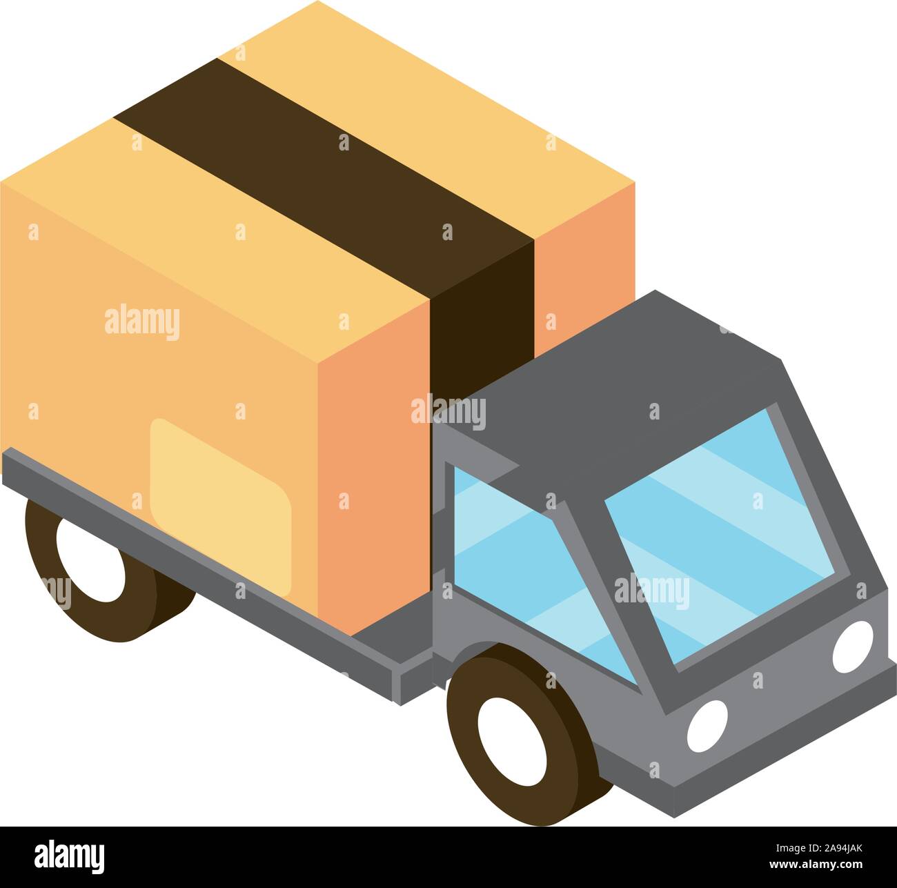 truck cardboard box online shopping isometric icon vector illustration ...