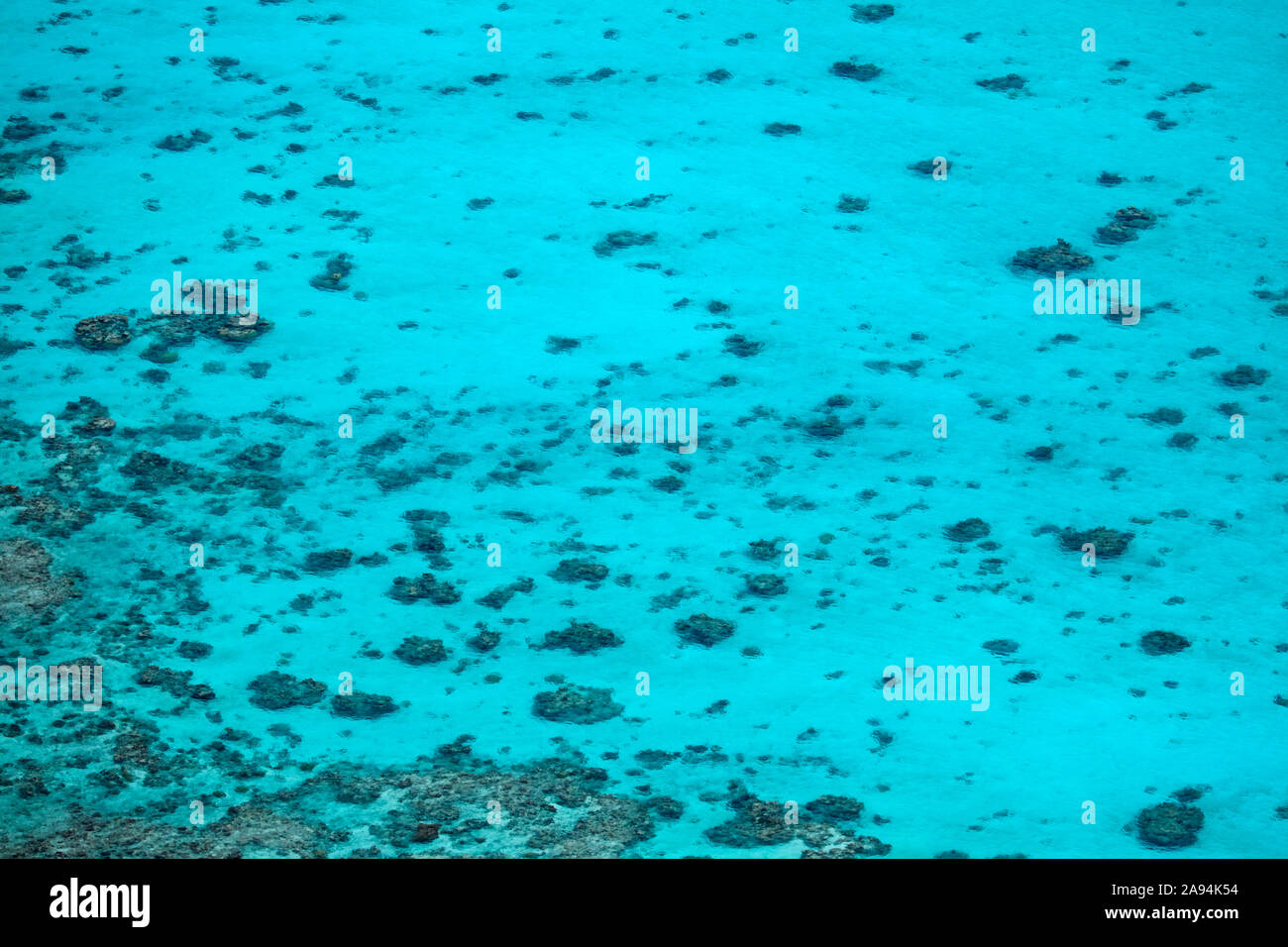 Reef at Muri Lagoon, Rarotonga, Cook Islands, South Pacific - drone aerial Stock Photo
