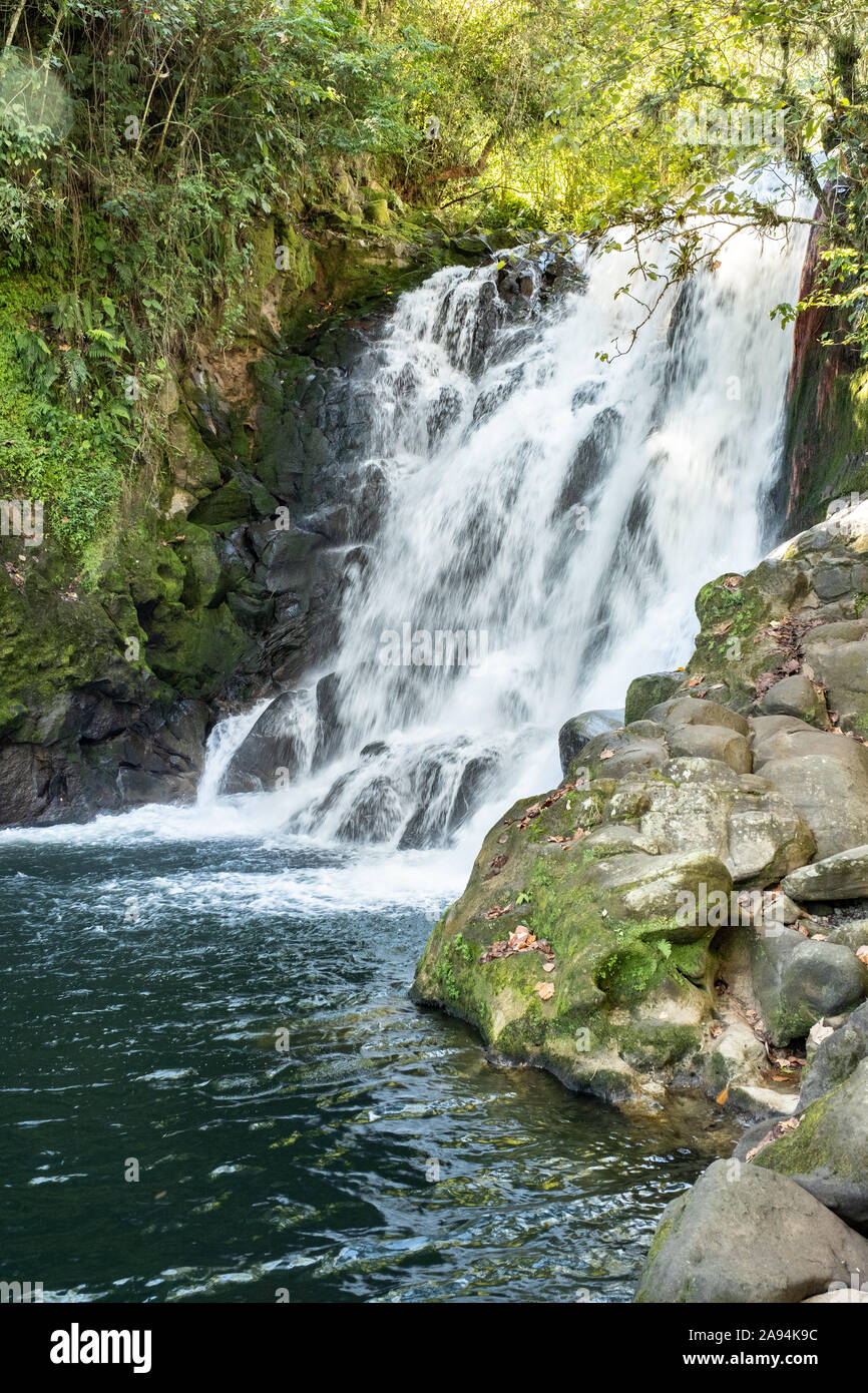 The upper Cascada de Texolo waterfall near Xico, Veracruz, Mexico. The