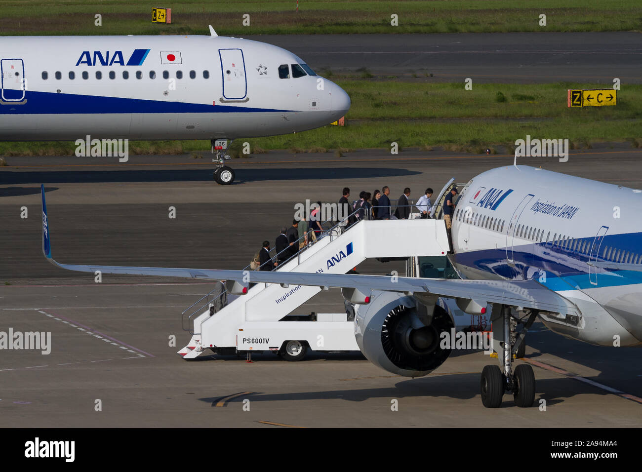 Two All Nippon Airways Ana Airbus A321 272n Preparing To Fly At Haneda Airport Tokyo Japan Thursday May 16th 19 Stock Photo Alamy