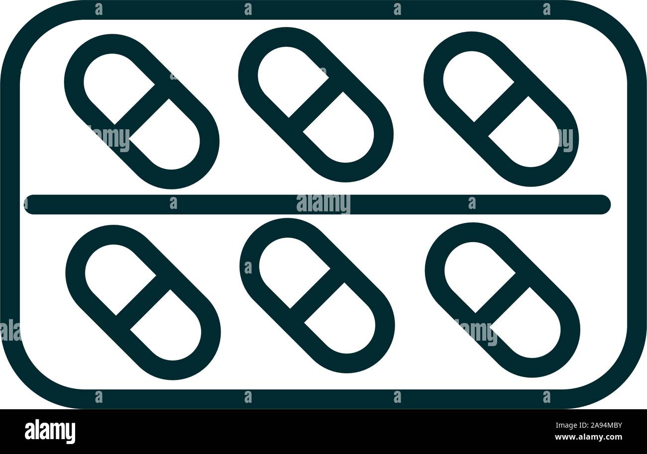 packaging capsules equipment medical icon line vector illustration