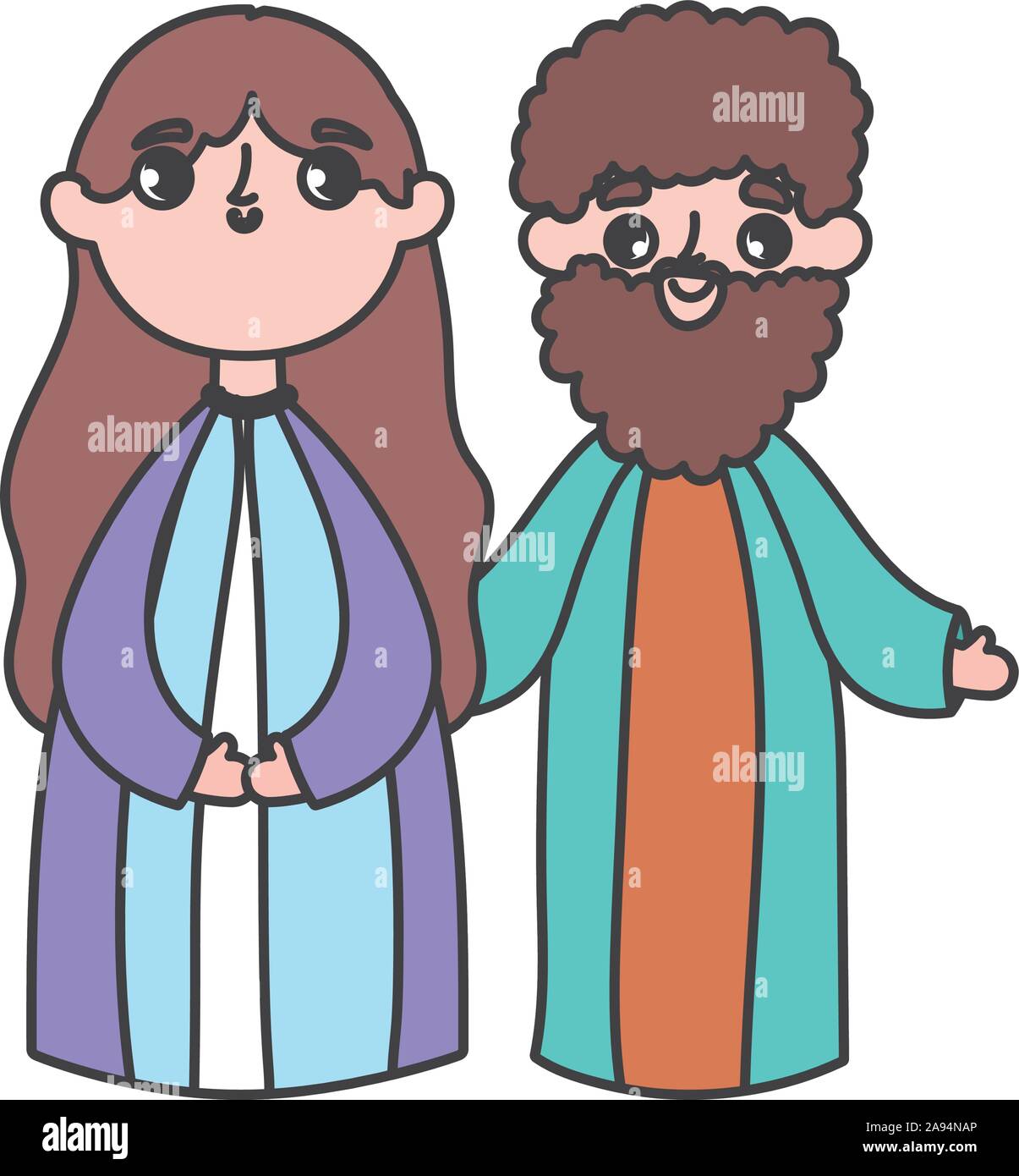 holy mary and joseph manger nativity, merry christmas vector ...