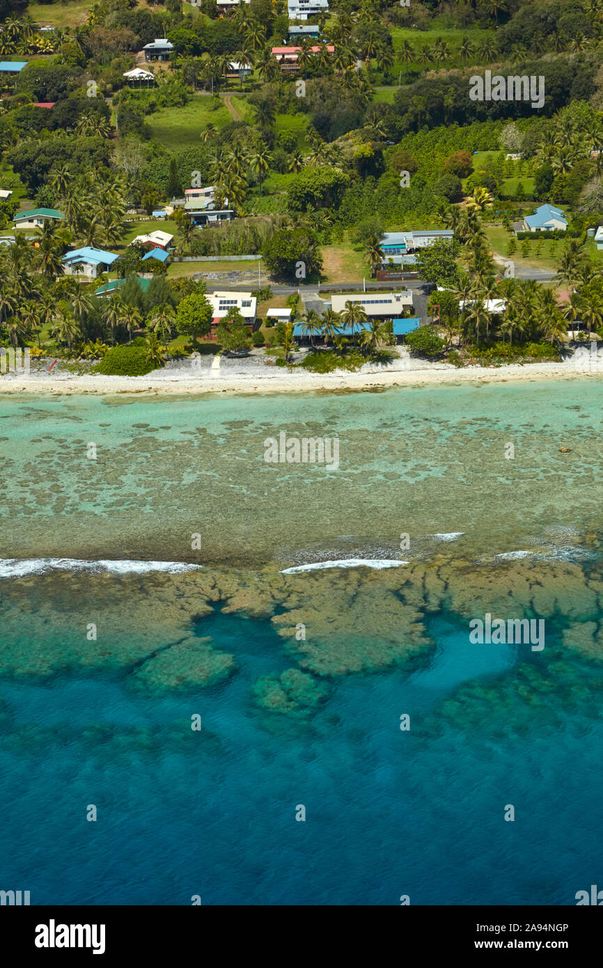 Cook Islands Game Fishing Club, Tapae Tapere, Rarotonga, Cook Islands, South Pacific - aerial Stock Photo