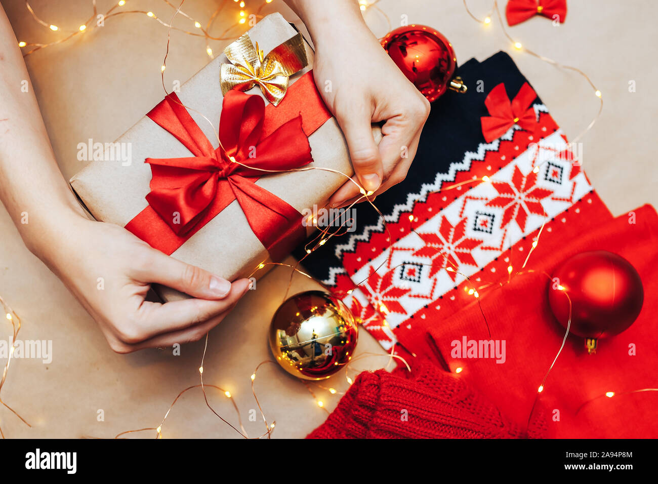 Box Gift Wrapping Paper Scissors Twine Stock Photo 568717477