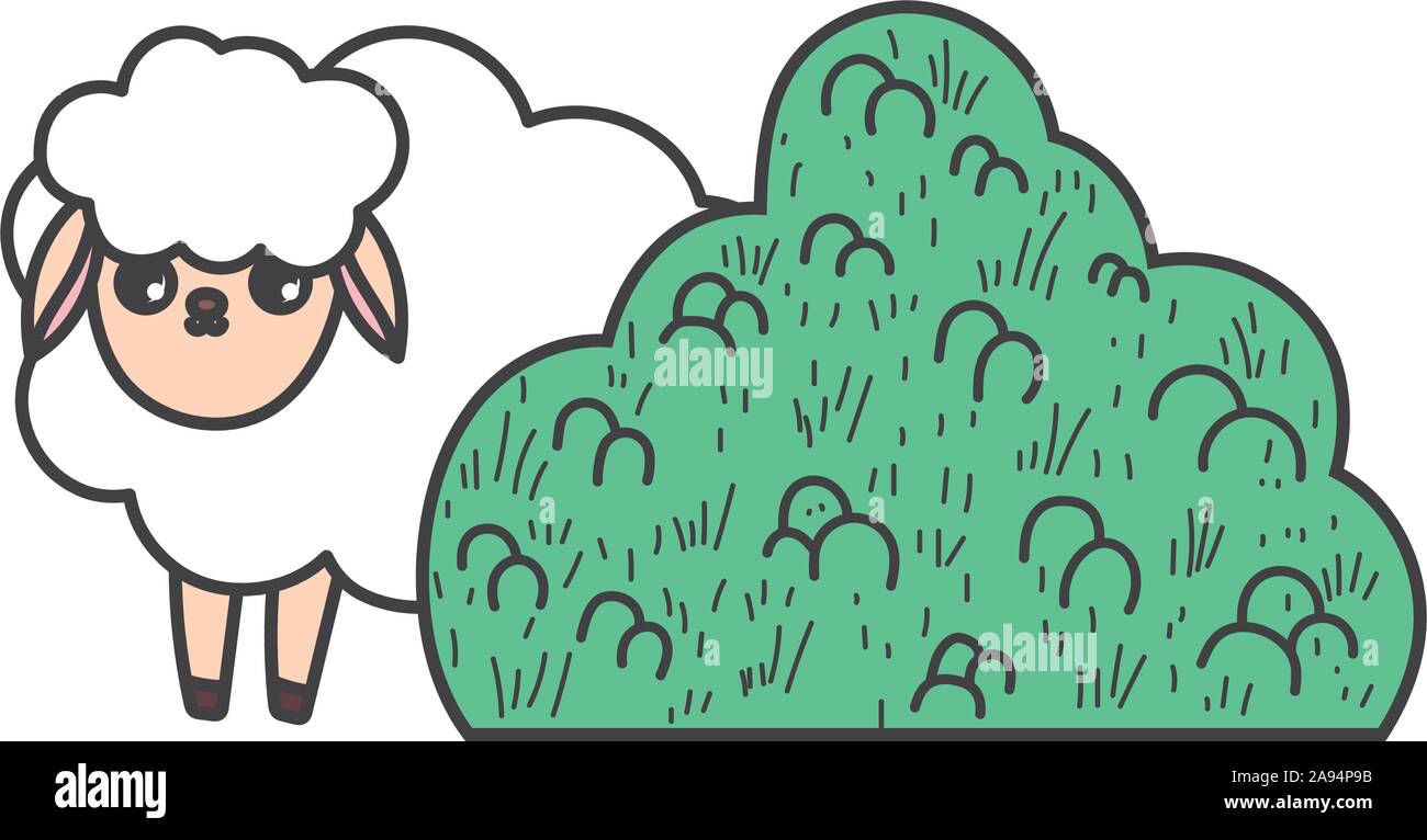 sheep-bush-nature-cartoon-design-vector-illustration-stock-vector-image